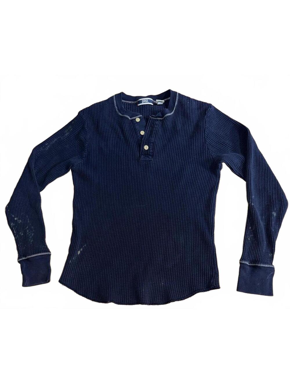 Vintage Gap Navy Blue Long Sleeve Thermal Henley Shirt Medium